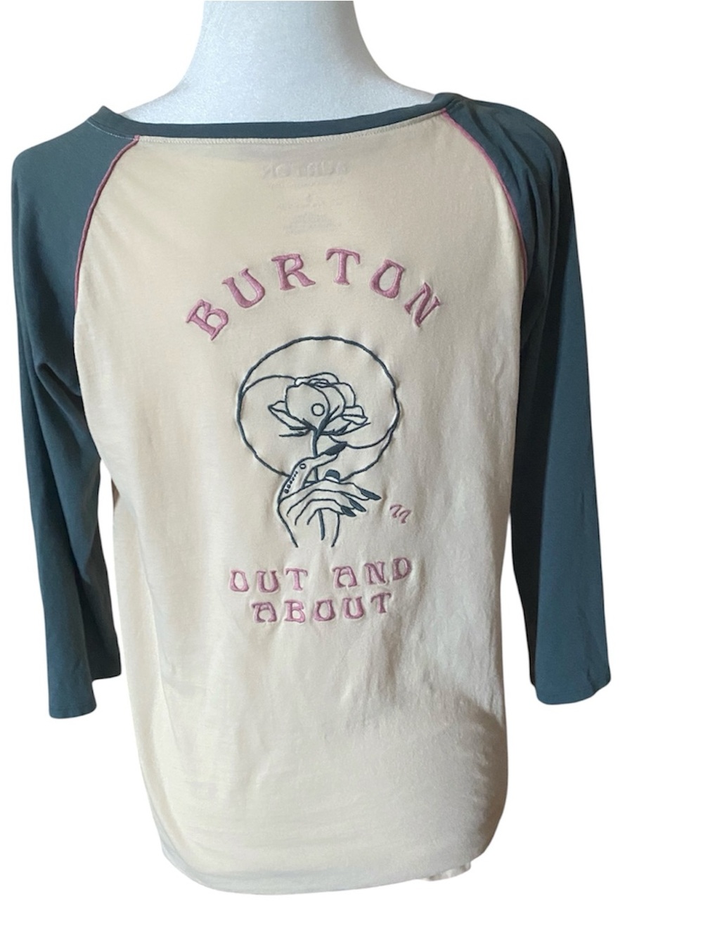 Burton Organic Cotton Embroidered Raglan Tee Blue Cream Women’s S